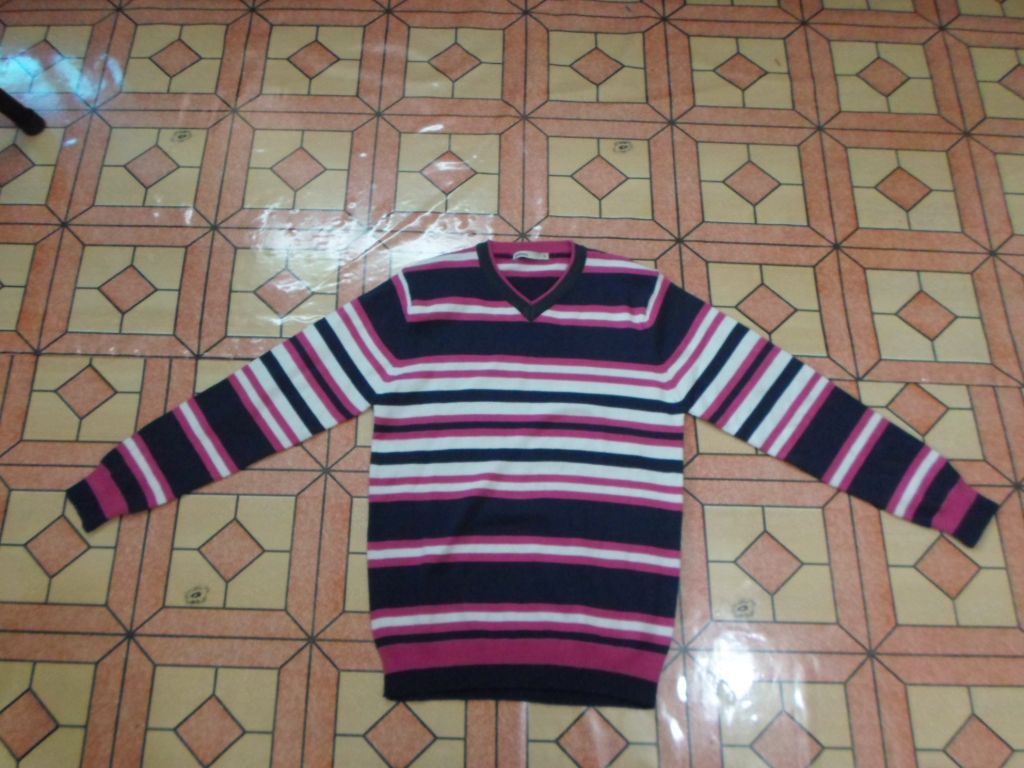 Mans Stripe V/Neck Long Sleeve Sweater