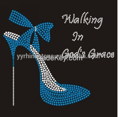 Walking in God's Grace Hotfix Motif High Heels Rhinestone Transfer