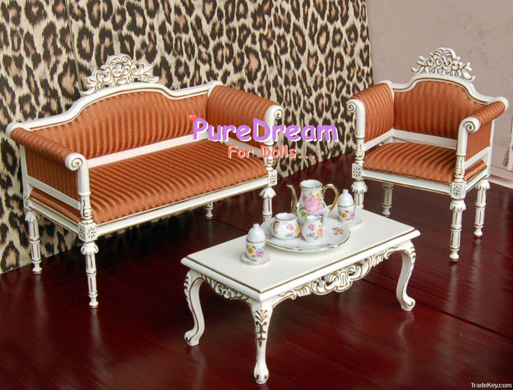 Dollhouse miniature 1/6 Barbie Royal Furniture Upholstered Couch