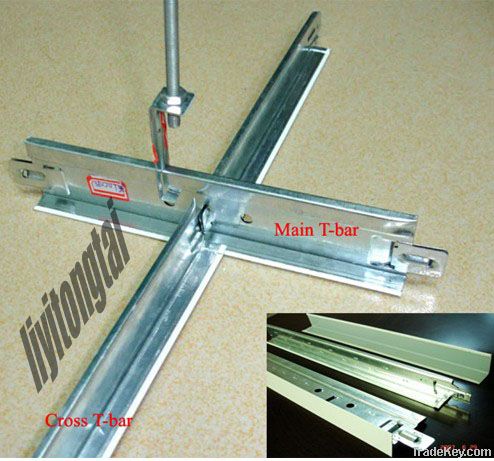 suspended flat T bar for false ceiling use