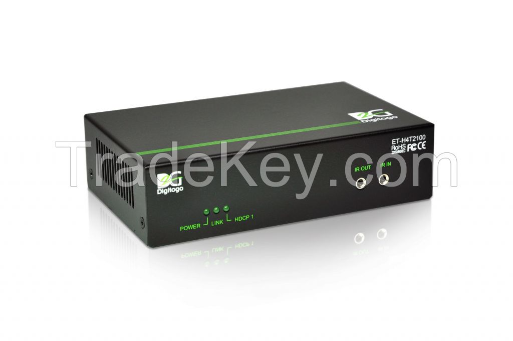 HDBaseT 100m Transmitter + Splitter w/ PoE, Bi-directional RS-232 & IR, local output, support 4K Ultra HD