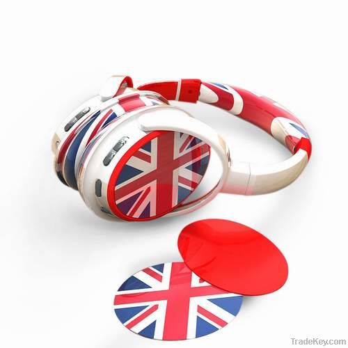 2012 hot sale! Bluetooth Wireless Heaphone with national flag art work