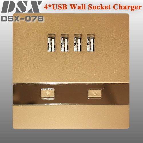 High quality 4*USB wall socket with 4 USB ports output 5V3A with 2 LED indicator 2 switches suit for school restaurant hotel etc