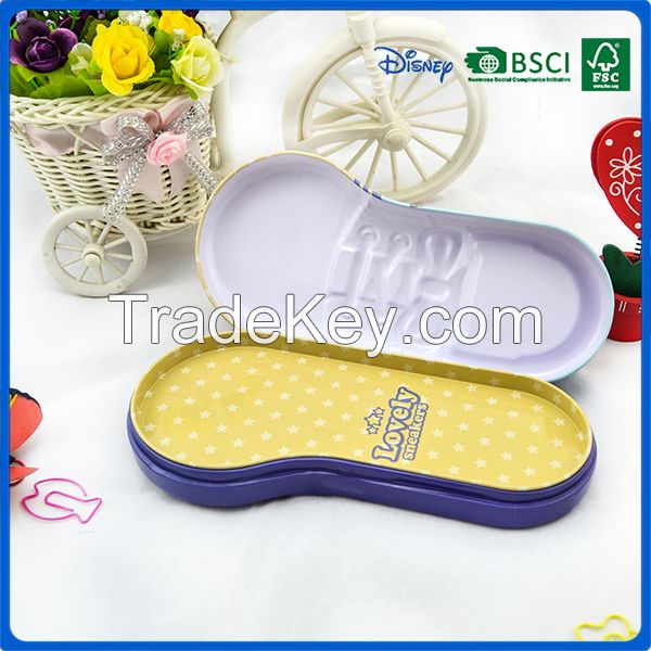 Bistratal shoes tinplate pencil case for students