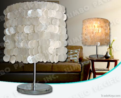 Capiz chips natural white in round shape design with electric fitting.