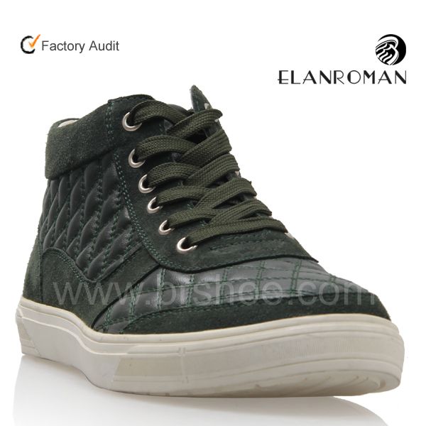 Army green leather men ankle boot 2013  