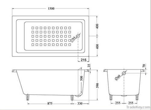 square build in cast iron bathtub NH-005