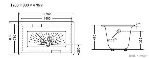 square drop in cast iron bathtub NH-006