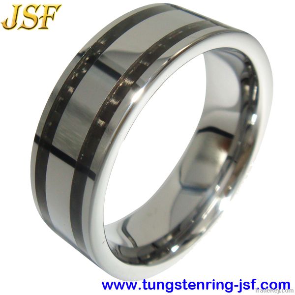 Fashion Carbon Fiber Tungsten Ring