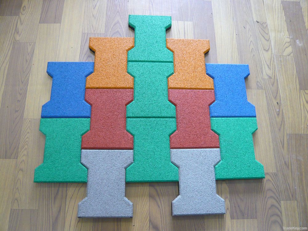 Bone shape rubber tiles rubber pavers