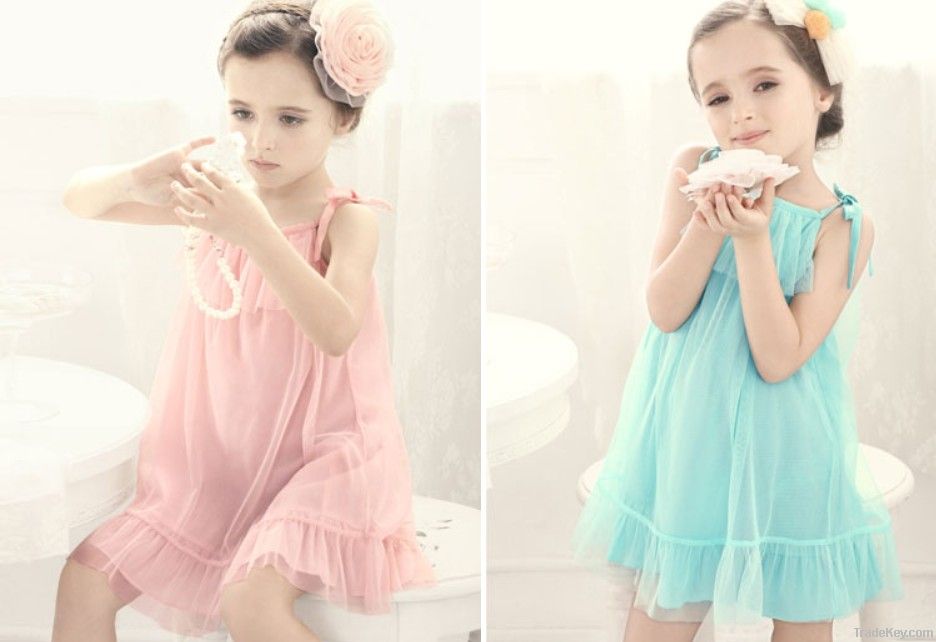 Fashional cotton girls&#039; dresses, suitable for height from 85cm to 135cm