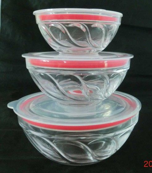 3PCS Glass Bowl Set with airtight lid