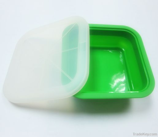 collapsible silicone lunch box with stainless steel