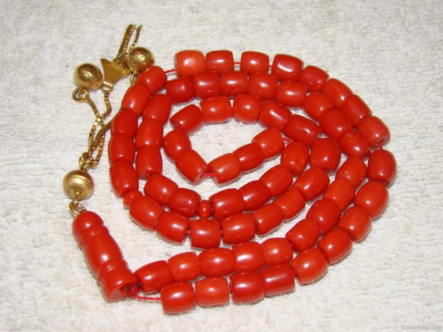 Old amber, Coral, Ivory necklaces and beads