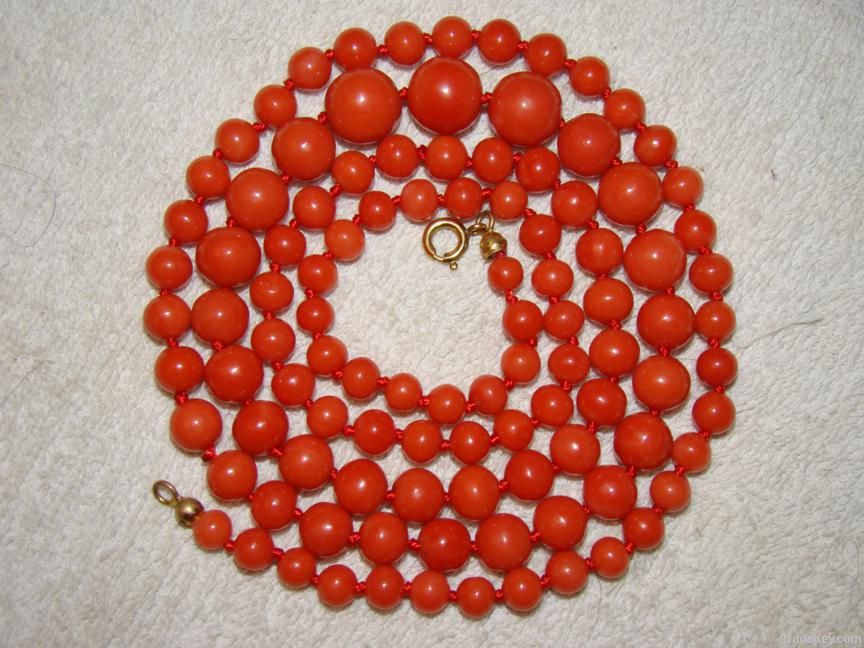 Old amber, Coral, Ivory necklaces and beads