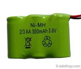 High capacity 2/3AA size Ni-MH rachargeable battery 3.6V 300mAh