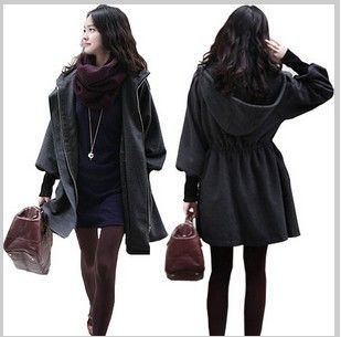 Ladies cashmere coat Hooded Drawstring Jacket