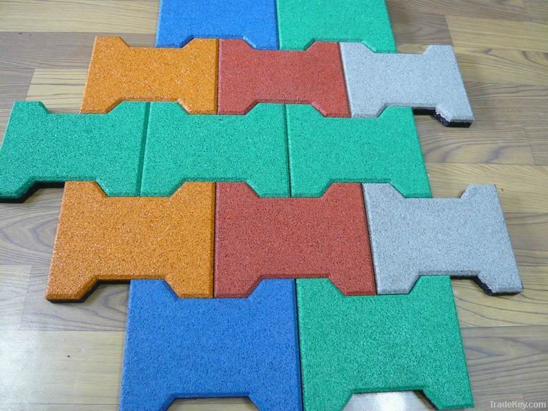 Red Bone Shape Rubber Flooring Tile