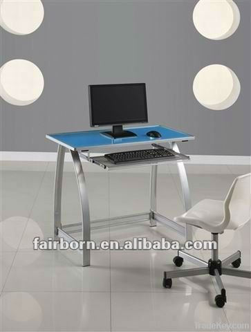 (T-520) Compact Silver Office Computer Table with Keyboard Tray &amp; Incl