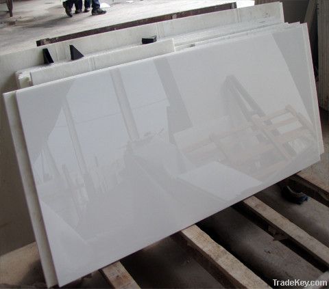 pure white marmoglass slab