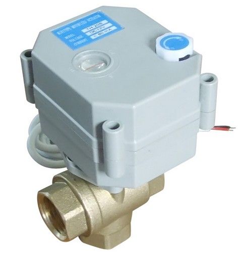 3 way brass T type electric ball valve,TF15-B3-B,3/4'' and 1'',5V/12V/24V/220V for HVAC,fan coil,heating control system