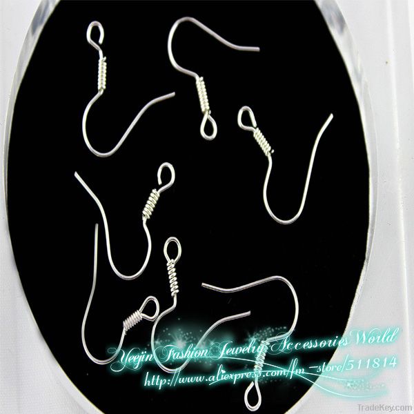 16mm/0.63" Sterling Silver earrings polish hook coil earwire wholesale