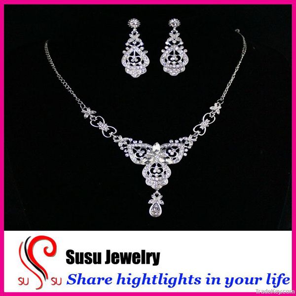 2013 new bridal alloy rhinestone vintage necklace set HJ001