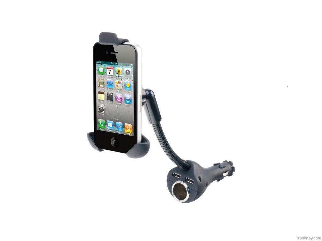 Car Charger Holder with dual USB for Smartphones UEH44