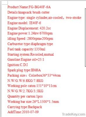 42.7 Knapsack brush cutter