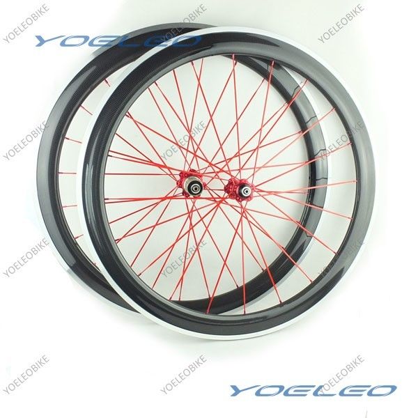 700C 50MM Carbon Clincher Wheels with Alloy Brake Surface