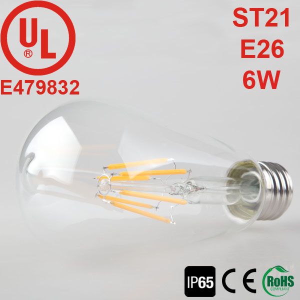 60 Watt Equiv., 6W Non-Dimmable ST21/ST20 E26 LED Sapphire Filament Bulb, UL/CUL Listed