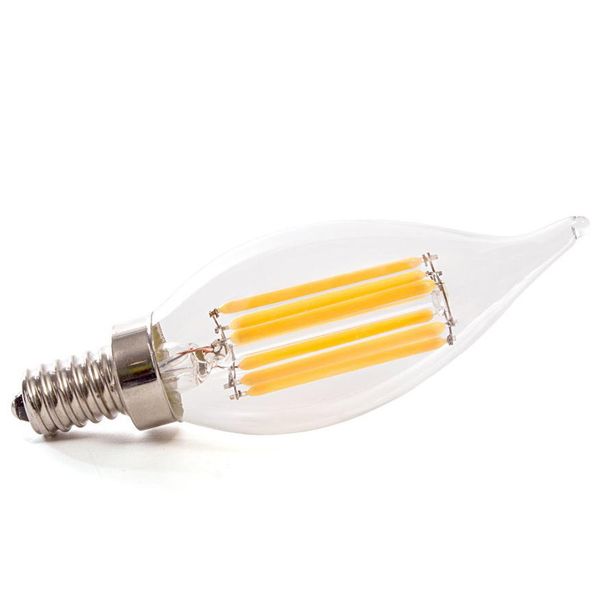 120V Dimmable C32/CA10/C10 6W LED Filament Candle Bulb with Chandelier Base E12