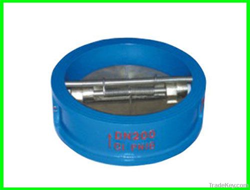 Wafer type butterfly check valve