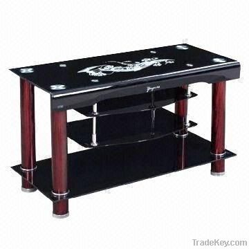 Glass TV Stand with Powder-coated Metal Pipe, Measures 1100x450mm