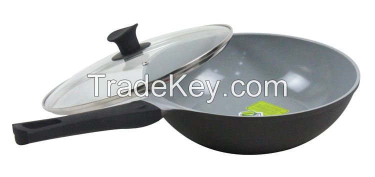 ceramic die casting wok with lid