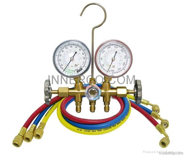 Brass Manifold Gauge R12. R22. R134a. R404A, R407C R410a