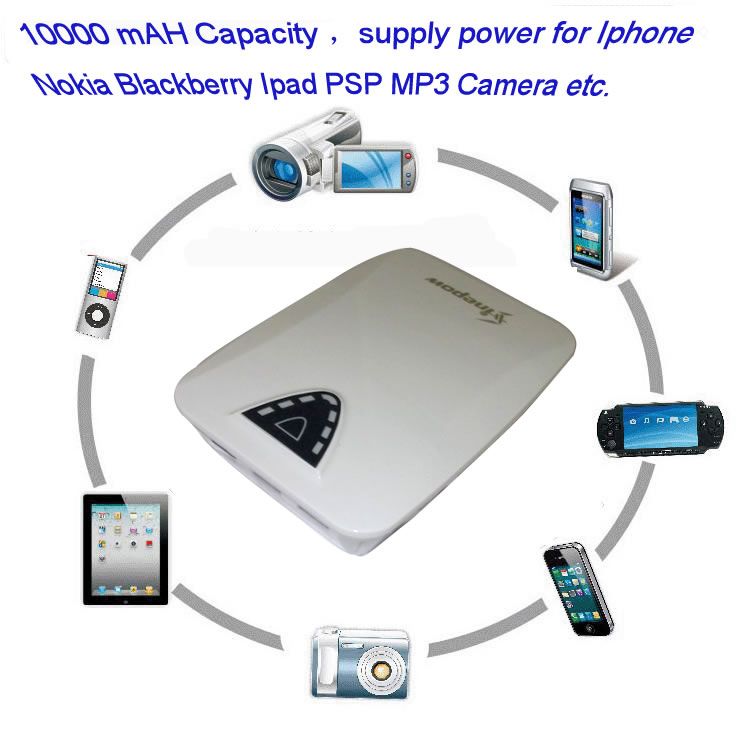 Backup Battery 10000mAh High Capacity Three USB Polymer Mobile Battery Charger