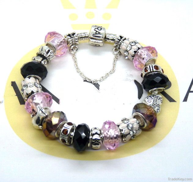 925 sterling plating women bracelet charm beads