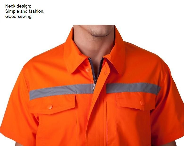 New 2014 100 cotton  men short sleeve reflective workwear coverall uniform 