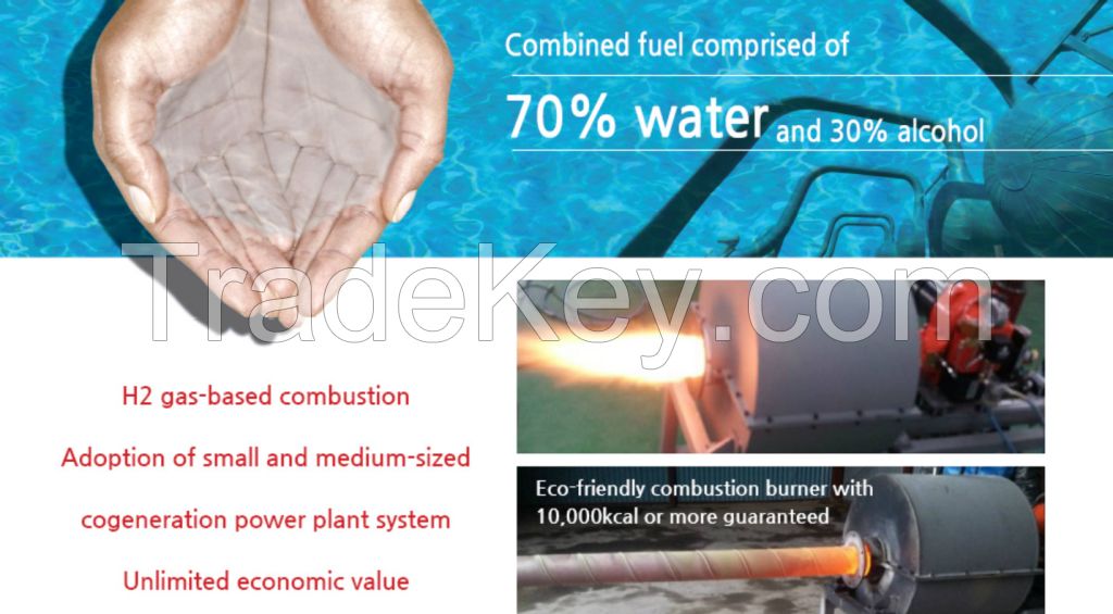 New Energy (Water 70% + Alcohol 30% = 10, 000 kcal) with Hydrogen Burner