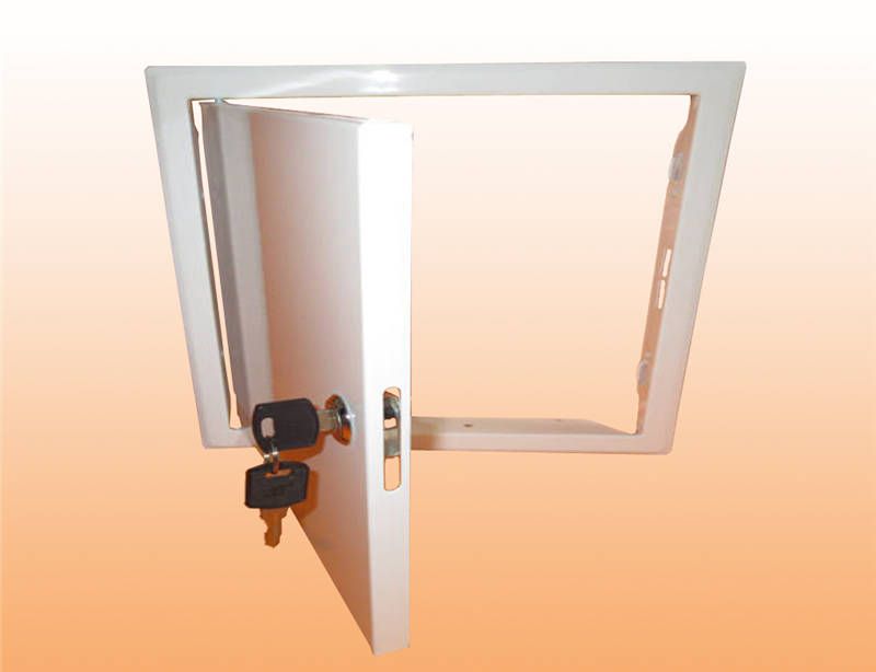 steel access panel with key lock white powder coating