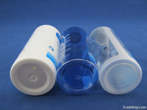 200ml transparent blue liquor bottle with plastic aluminum screw cap