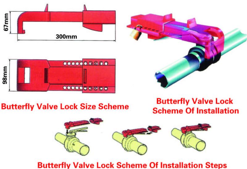 Factory!!! BD-8221 safety butterfly valve lockout