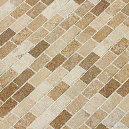 Kesir Travertine Mosaic Beige, Walnut, Noce mixed Honed and Filled