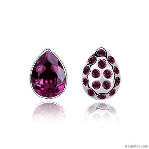 18K Gold Plated Purple Raindrop Crystal Earring Jewelry