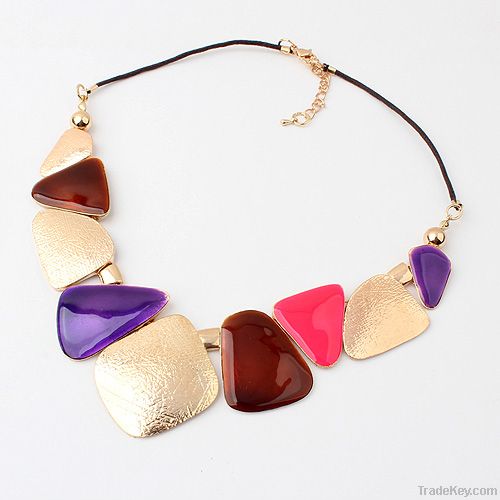 Color Geometric Pattern Design Fashion Necklace