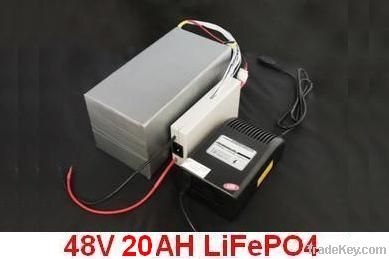 48V 20AH LiFePO4 Battery (with BMS, 6A Fast Charger and Bag)