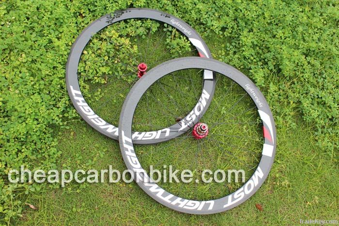 Most Light Weight, 700C 50mm Tubular Full Carbon Fiber Bicycle Wheelset