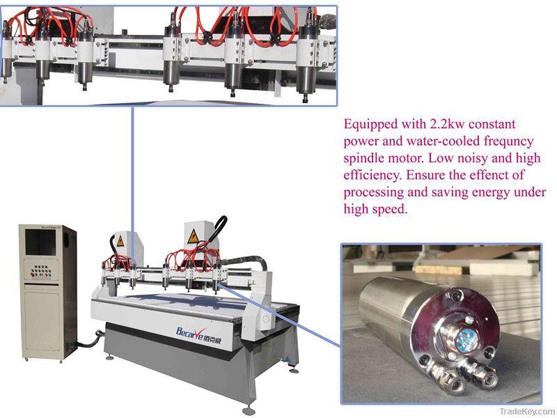 CNC multi-spindle wood milling and engraving machine