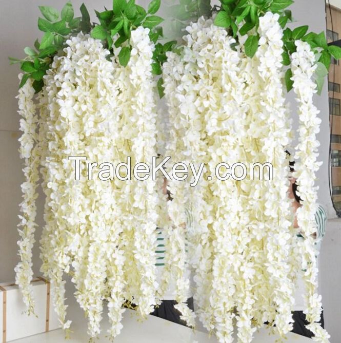  Hot sell Artificial Flower Silk Flower Wisteria Vine Rattan 1.64 Meter for Wedding Centerpieces Decorations Bouquet Garland Home Ornament ..   US $7.65 - 8.48 / Piece 